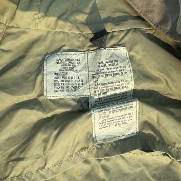 Raven Industries Military Camouflage Extended Cold Weather Parka Men’s S Vintage - Picture 6 of 8